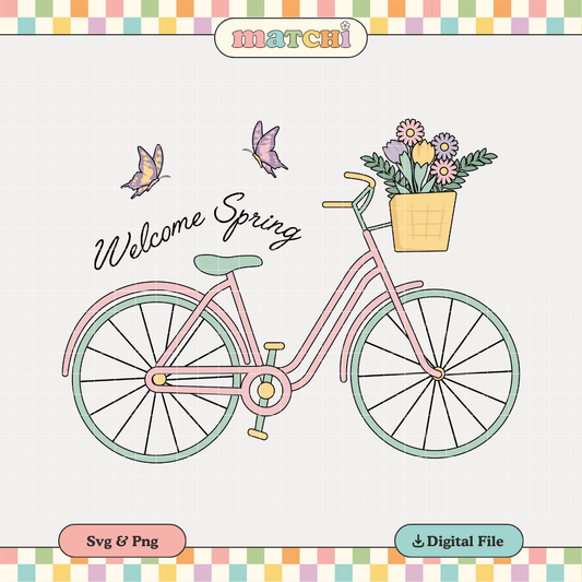 Spring Bicycle | Welcome Spring design PNG & SVG