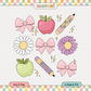 Bows, Apples & Pencil | Back to School PNG & SVG