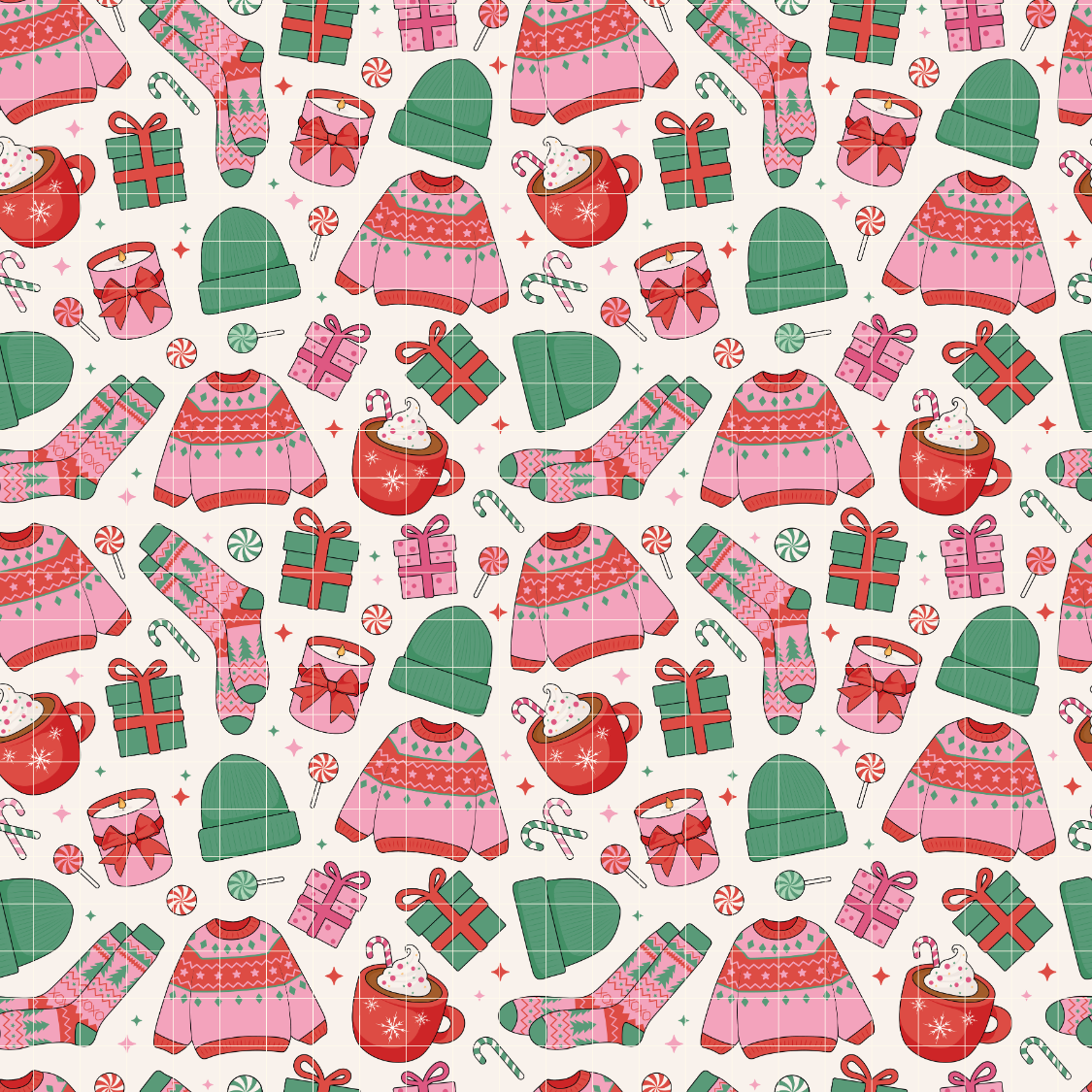 Christmas Girl Pattern, Christmas Sweater Repeat Pattern for Fabric Sublimation