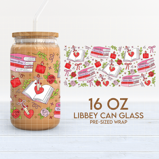 Romance Reader Cup Wrap | Romantasy 16oz Libbey Can Glass | Bookish PNG SVG