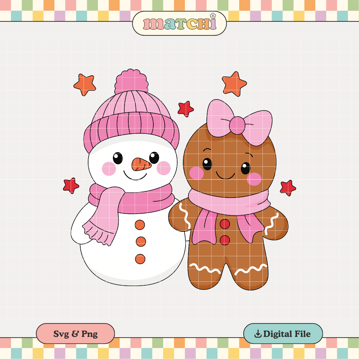 Snowman & Gingerbread | Girlie Christmas PNG & SVG
