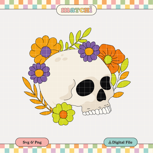 Floral Skull | Spooky Plants PNG & SVG