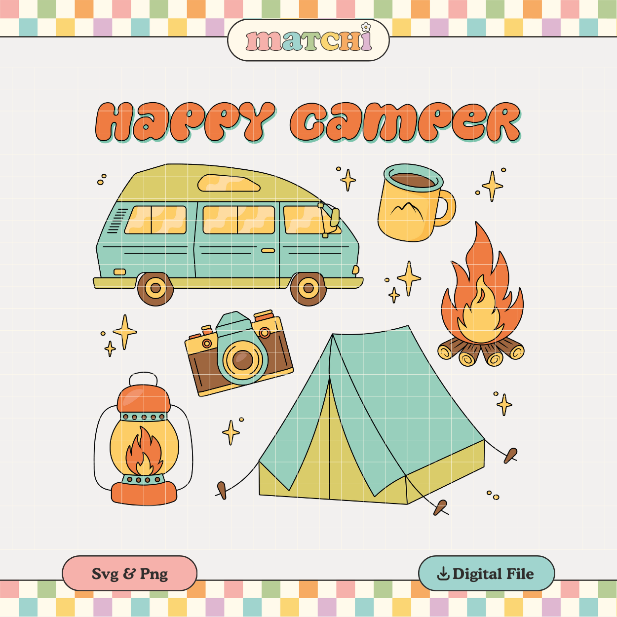 Happy Camper | Camping Hiking PNG & SVG