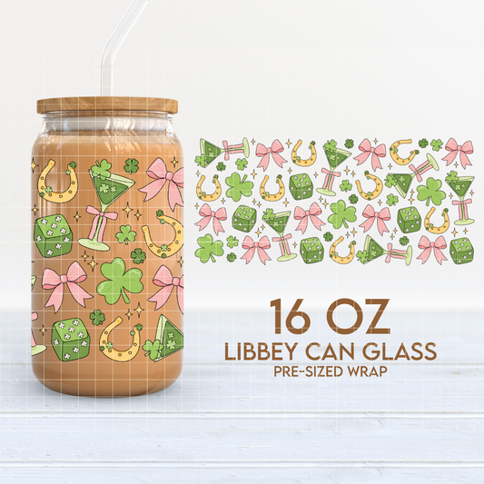 St. Patricks Things Cup Wrap | St. Patrick's Day 16oz Libbey | Lucky Girl PNG SVG