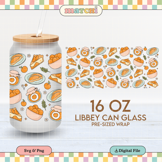 Peachy Delicious Cup Wrap | Cottagecore 16oz Libbey Can Glass | Peach PNG SVG