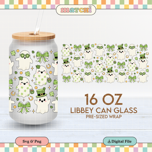 St. Patricks Ghosts Cup Wrap | St. Patrick's Day 16oz Libbey | Lucky PNG SVG