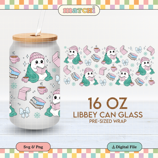 Bookish Ghost | Cozy Winter 16oz Cup Wrap PNG SVG