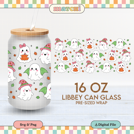 Fall Ghosts | Cute Fall 16oz Cup Wrap PNG SVG