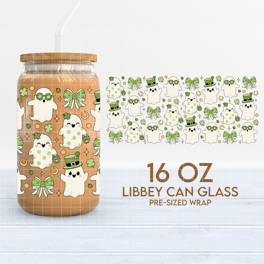 St. Patricks Ghosts Cup Wrap | St. Patrick's Day 16oz Libbey | Lucky PNG SVG