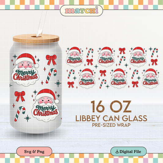 Merry Christmas | Santa 16oz Cup Wrap PNG SVG