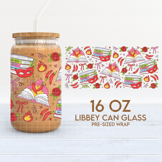 Smut Reader Cup Wrap | Spicy Books 16oz Libbey Can Glass | Bookish PNG SVG