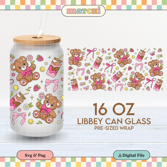 Teddies & Coffee | 16oz Cup Wrap PNG SVG