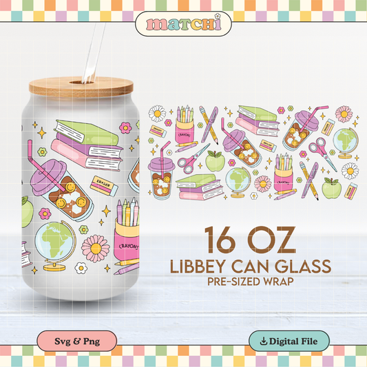 School Stuff & Coffee | School 16oz Cup Wrap PNG SVG