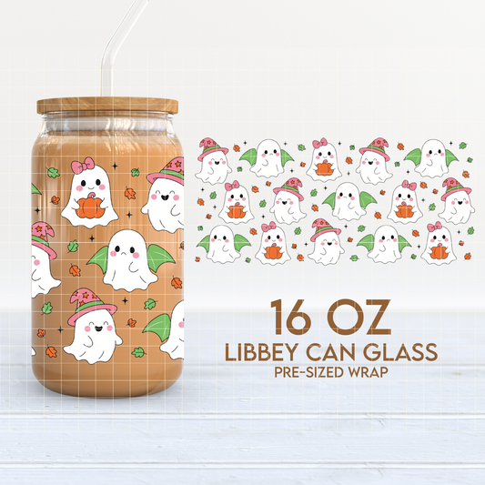 Fall Ghosts | Cute Fall 16oz Cup Wrap PNG SVG