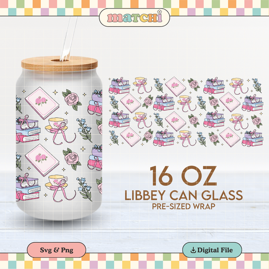 Romantasy Girl Cup Wrap | Romance Books 16oz Libbey Can Glass | Bookish PNG SVG