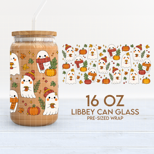 Fall Ghosts | Autumn 16oz Cup Wrap PNG SVG