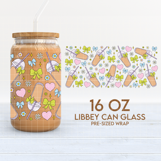 Coffee & Bows | Cute 16oz Cup Wrap PNG SVG