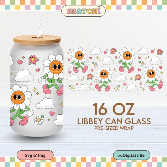 Cartoon Flower | Positivity 16oz Cup Wrap PNG SVG