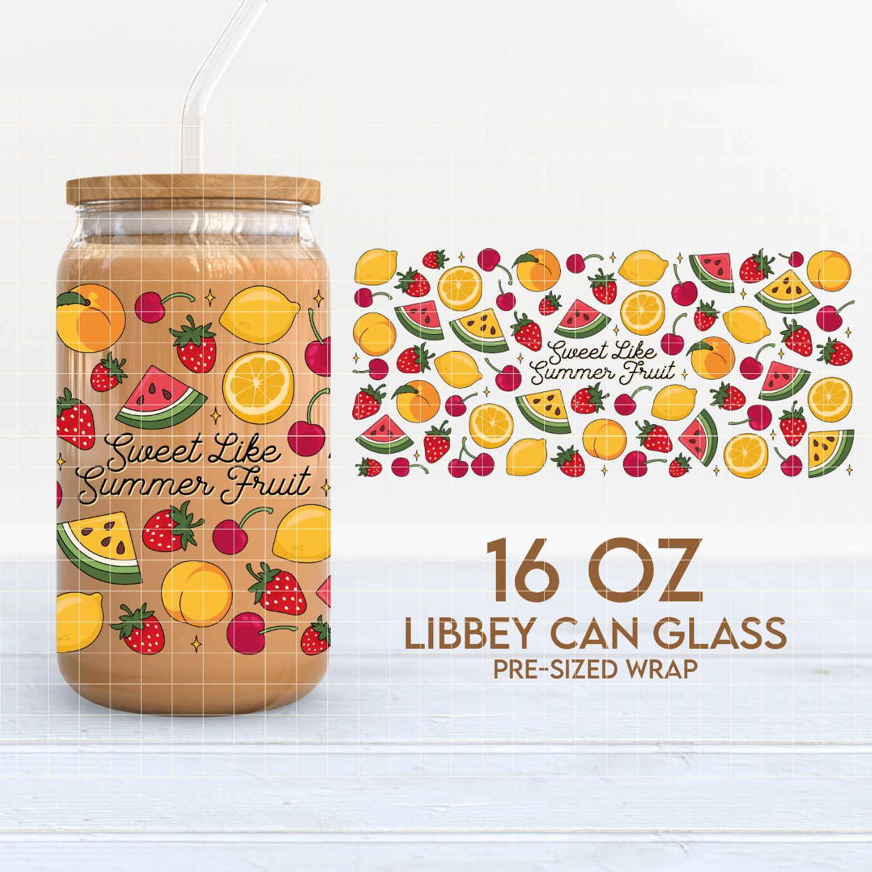 Sweet Like Summer Fruit | 16oz Cup Wrap PNG SVG