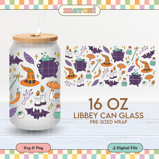 Spooky & Witchy | Halloween 16oz Cup Wrap PNG SVG