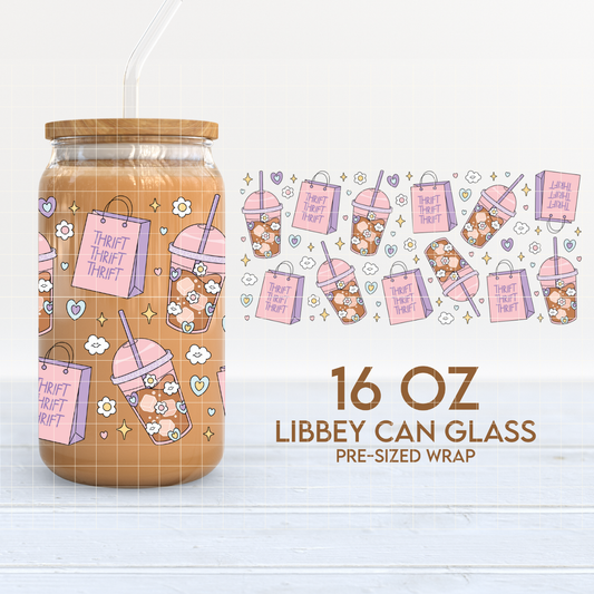 Coffee & Thrifting | Thrift 16oz Cup Wrap PNG SVG