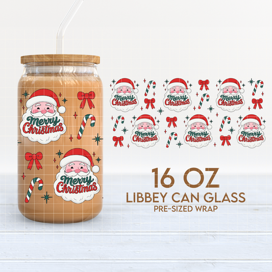 Merry Christmas | Santa 16oz Cup Wrap PNG SVG