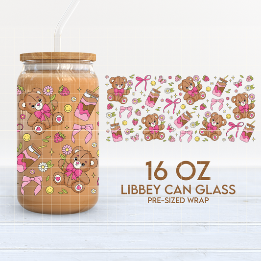 Teddies & Coffee | 16oz Cup Wrap PNG SVG