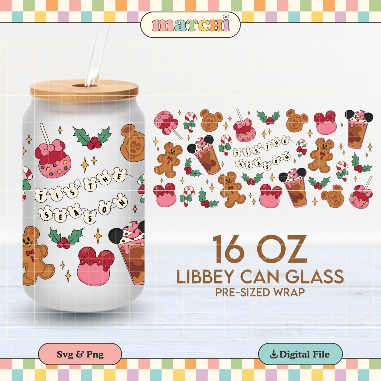 Tis the Season | Magical Christmas 16oz Cup Wrap PNG SVG