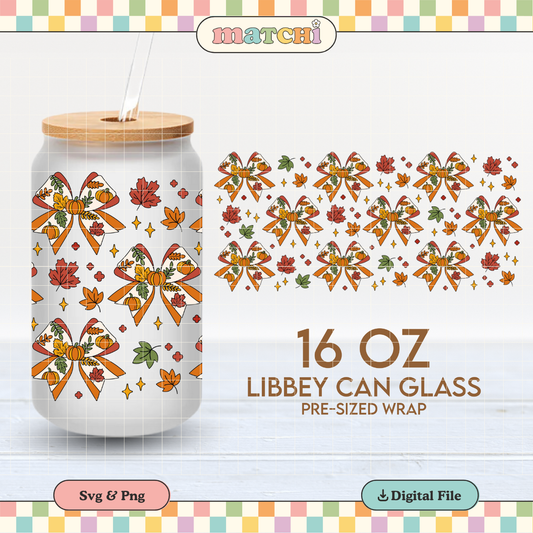 Fall Bows | Autumn 16oz Cup Wrap PNG SVG