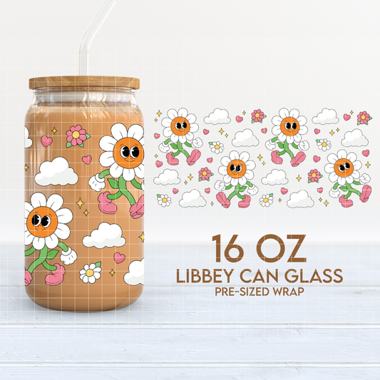 Cartoon Flower | Positivity 16oz Cup Wrap PNG SVG