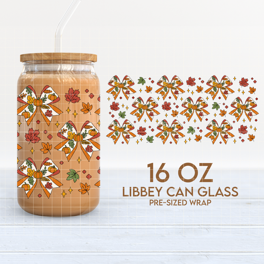 Fall Bows | Autumn 16oz Cup Wrap PNG SVG