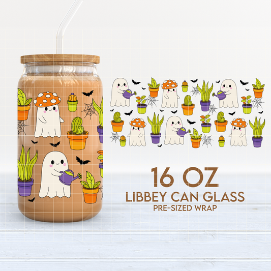 Ghosts & Plants | Spooky Plants 16oz Cup Wrap PNG SVG