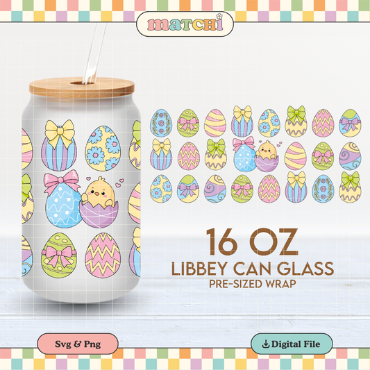 Easter Eggs & Chick | Easter 16oz Cup Wrap PNG SVG