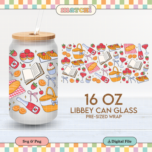 Strawberry Picnic | Summer 16oz Cup Wrap PNG SVG