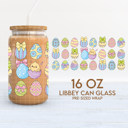 Easter Eggs & Chick | Easter 16oz Cup Wrap PNG SVG