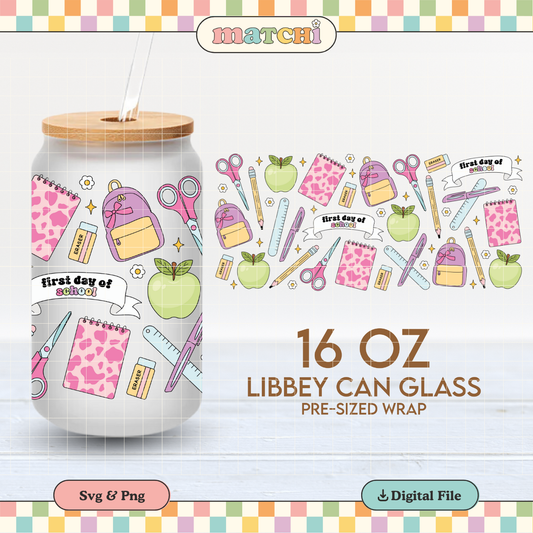 First Day of School | School 16oz Cup Wrap PNG SVG