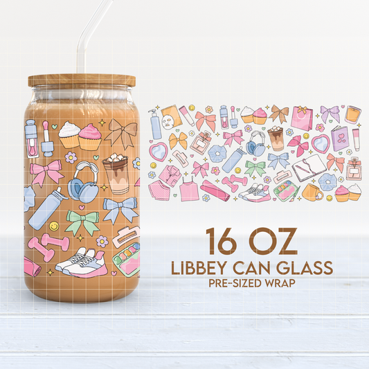 Self Care Things Cup Wrap | Self Love 16oz Libbey Can Glass | PNG SVG