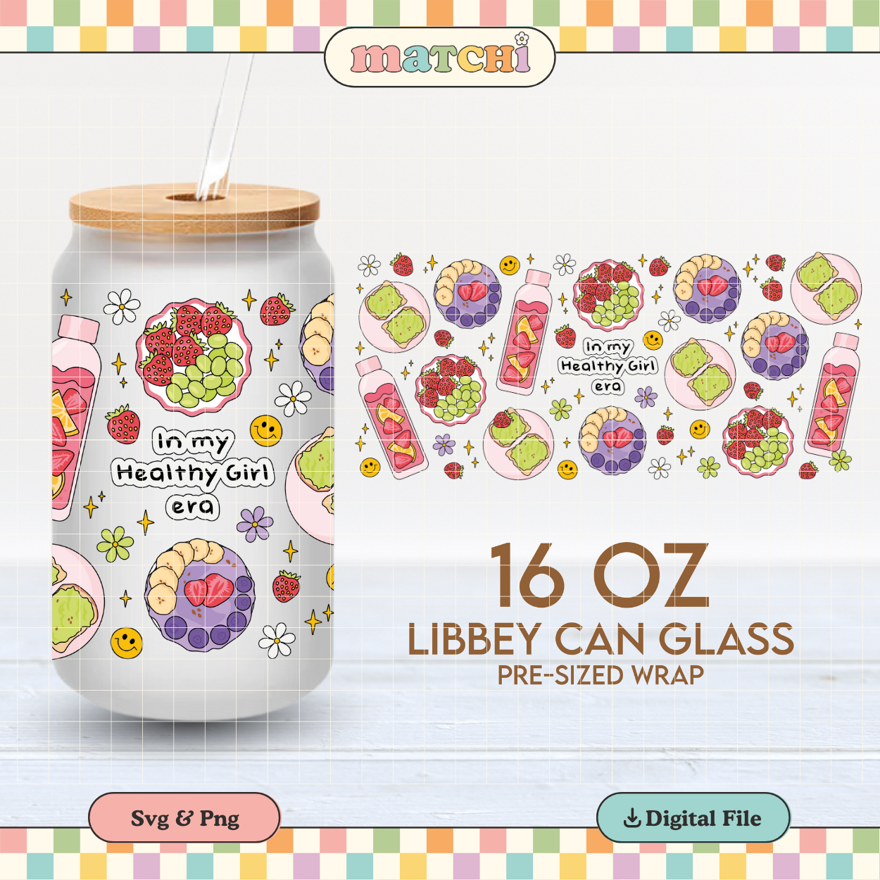 In my Healthy Girl Era | Soft Girl 16oz Cup Wrap PNG SVG