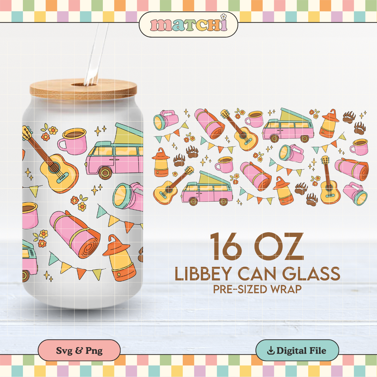 Cozy Camp Vibes | Camping 16oz Cup Wrap PNG SVG