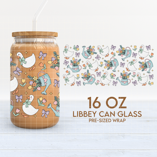 Duck & Flowers | Spring 16oz Cup Wrap PNG SVG