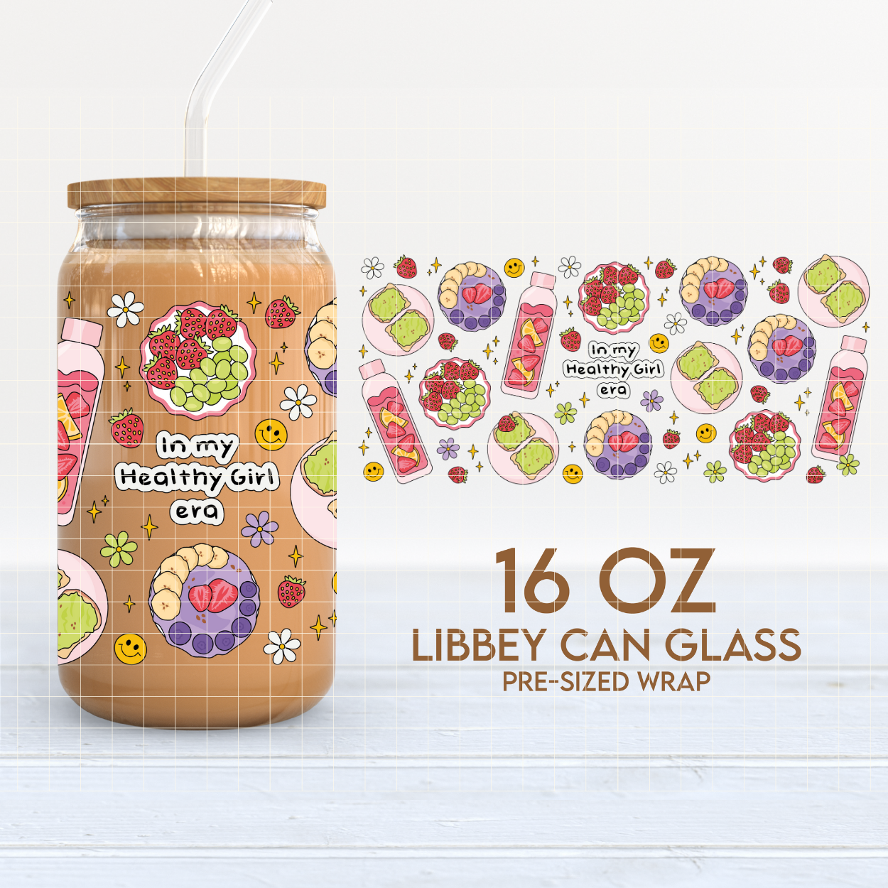 In my Healthy Girl Era | Soft Girl 16oz Cup Wrap PNG SVG