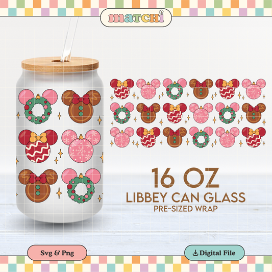 Mouse Ornaments | Magical Christmas 16oz Cup Wrap PNG SVG