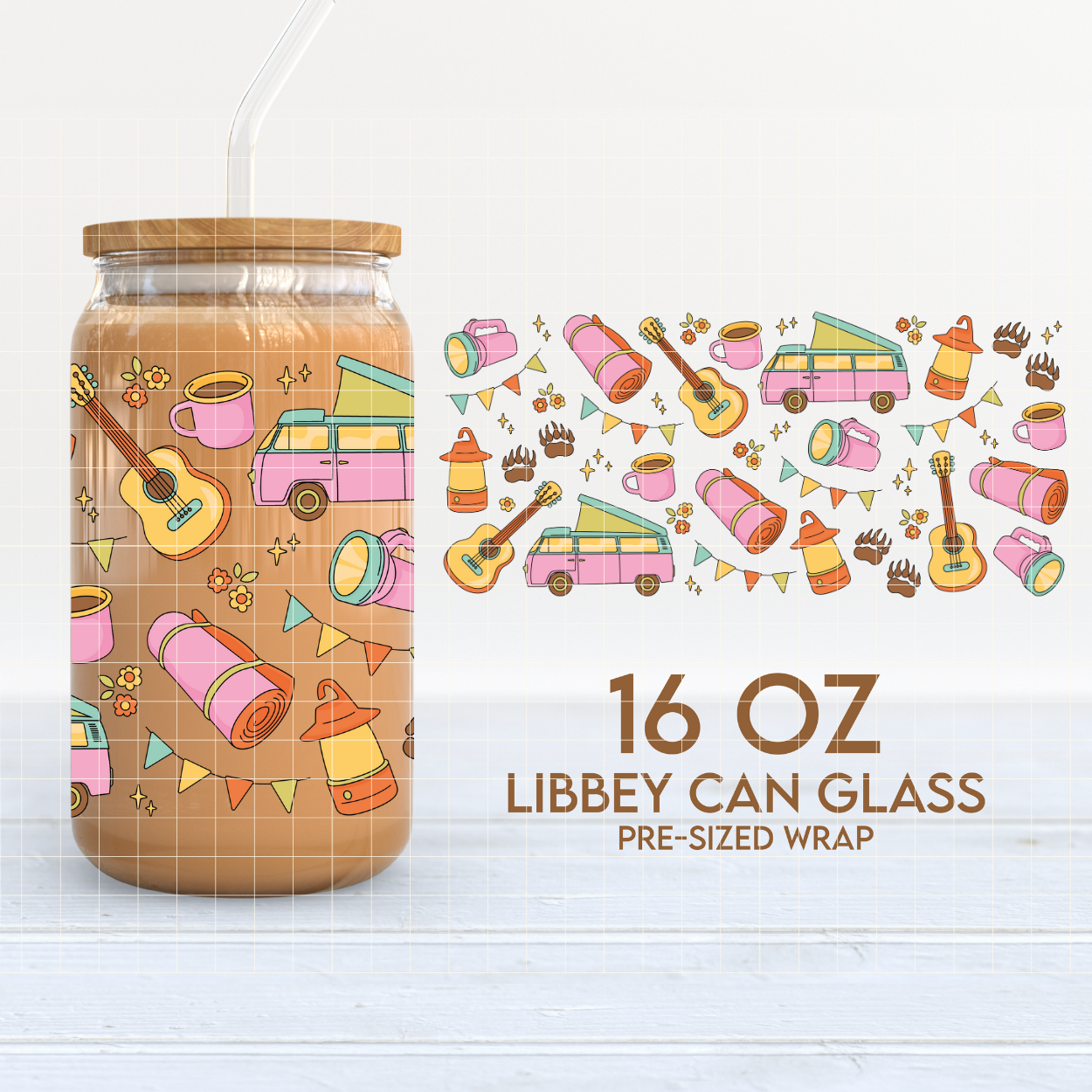 Cozy Camp Vibes | Camping 16oz Cup Wrap PNG SVG