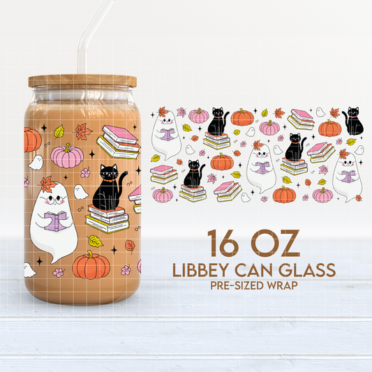 Bookish Cat Lady | Bookish Fall 16oz Cup Wrap PNG SVG