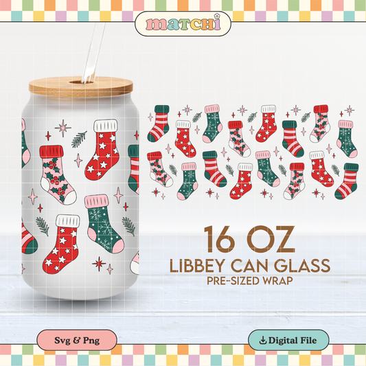 Xmas Socks | Christmas 16oz Cup Wrap PNG SVG
