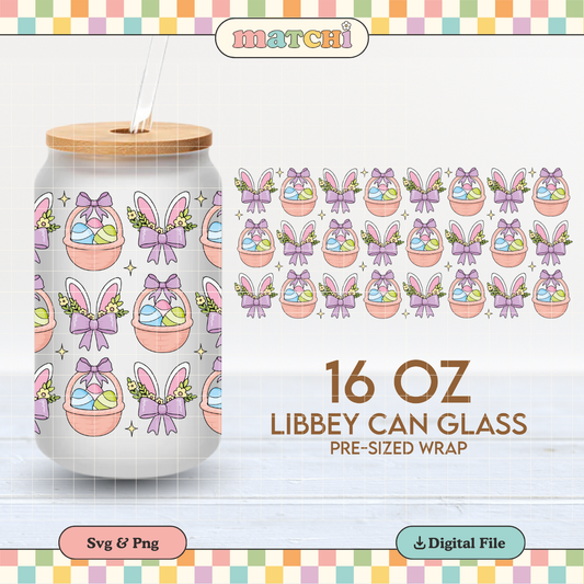 Bunny Ears & Basket | Easter 16oz Cup Wrap PNG SVG