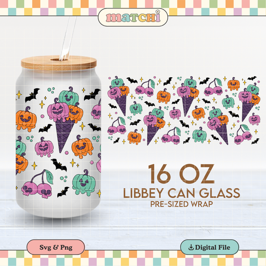 Spooky Ice Cream | Halloween 16oz Cup Wrap PNG SVG