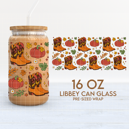 Fall Boots | Howdy Autumn 16oz Cup Wrap PNG SVG