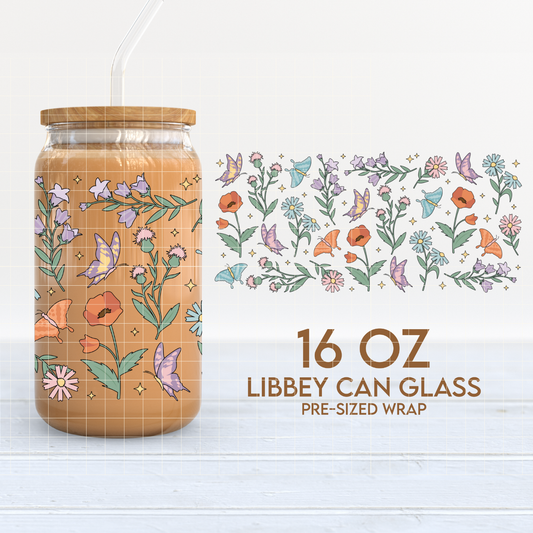 Flowers & Butterflies | Spring 16oz Cup Wrap PNG SVG