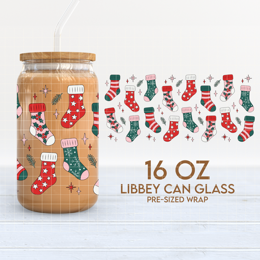 Xmas Socks | Christmas 16oz Cup Wrap PNG SVG